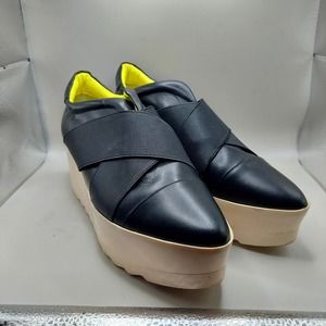 Kendal + Kylie Black Leather Wedges Women's 10